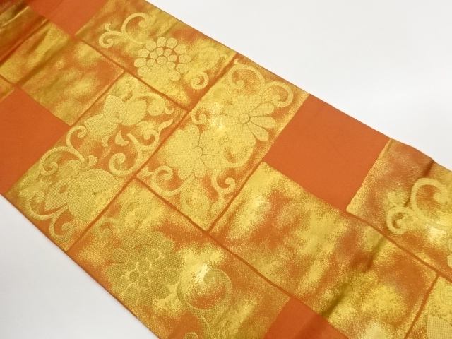 JAPANESE NAGOYA OBI / WOVEN FLOWER ARABESQUE